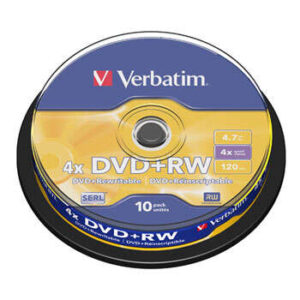 verbatim dvd+rw regrabable 4x 4.7gb (tarrina 10 uds)