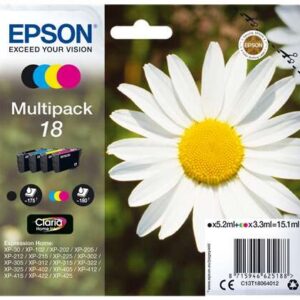 epson t1806 (18) pack de 4 cartuchos de tinta originales c13t18064012