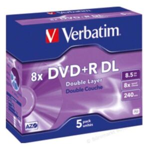 verbatim dvd+r doble capa 8x 8.5gb caja (pack 5 uds)