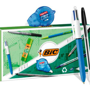 bic office ecolutions pack de oficina 9 piezas boligrafos + portaminas + lapiz + rotulador + pegamento barra y cinta correctora