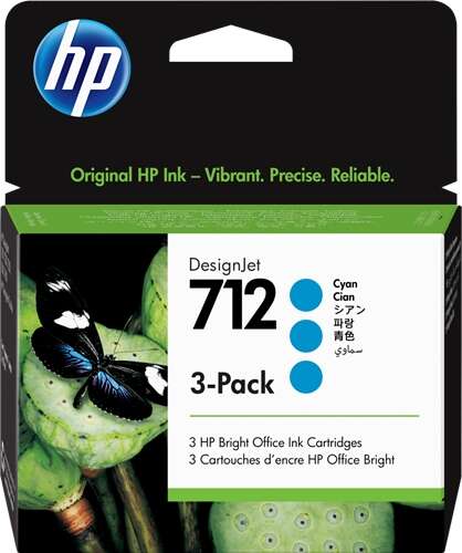 hp 712 cyan pack de 3 cartuchos de tinta originales 3ed77a