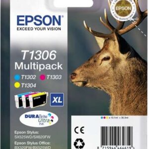 epson t1306 pack de 3 cartuchos de tinta originales cian, magenta, amarillo c13t13064012