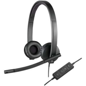 logitech h570e auriculares con microfono usb microfono plegable diadema ajustable almohadillas acolchadas controles en cable color negro