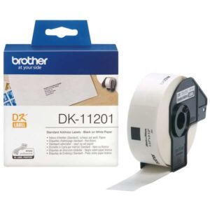 brother dk11201 etiquetas originales precortadas de direccion 29x90 mm 400 unidades texto negro sobre fondo blanco