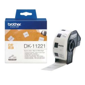 brother dk11221 etiquetas originales precortadas cuadradas 23x23 mm 1000 unidades texto negro sobre fondo blanco