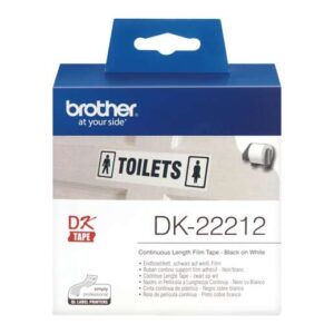 brother dk22212 etiquetas originales de tamaño personalizado ancho 62mm x 15,24 metros texto negro sobre fondo blanco