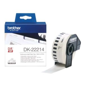 brother dk22214 etiquetas originales de tamaño personalizado ancho 12mm x 30,48 metros texto negro sobre fondo blanco