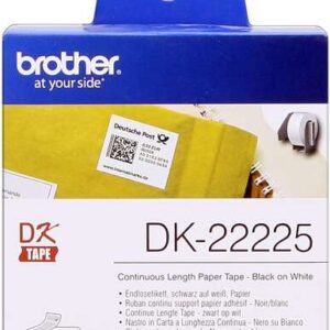 brother dk22225 etiquetas originales de tamaño personalizado ancho 38mm x 30,48 metros texto negro sobre fondo blanco