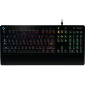 logitech g213 prodigy teclado gaming usb retroiluminacion rgb resistente a salpicaduras reposamuñecas cable de 1.80m color negro