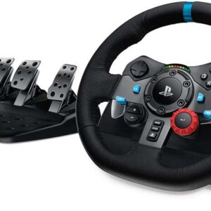 logitech g29 driving force juego de volante y pedales compatible con ps3, ps4, ps5 y pc giro 900º efecto force feedback freno no lineal volante de aluminio, cuero y acero pedales ajustables adaptable a mesa y soporte