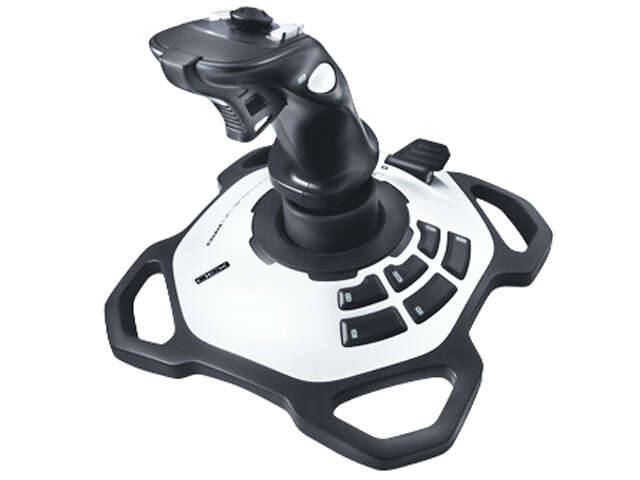 logitech extreme 3d pro joystick usb 12 botones programables disparador rapido ergonomico base solida y estable color blanco/negro