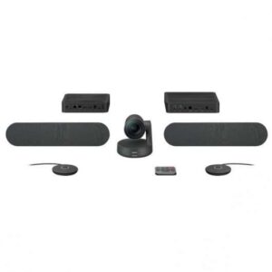 logitech rally plus kit de videoconferencias camara ptz ultra hd 4k usb c 3.0 2x altavoz con cancelacion de eco 2x microfono con alcance hasta 4.5m hub de pantalla y hub de sobremesa mando a distancia color negro