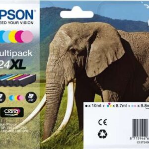 epson t2438 (24xl) pack de 6 cartuchos de tinta originales c13t24384011