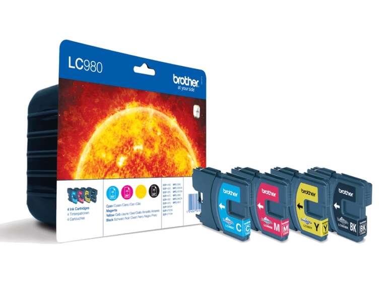 brother lc980 pack de 4 cartuchos de tinta originales lc980valbp