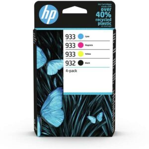 hp 932 + 933 pack de 4 cartuchos de tinta originales 6zc71ae
