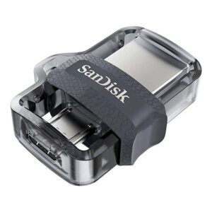 sandisk ultra dual drive m3.0 memoria usb 3.0 y micro usb 64gb hasta 150mb/s de lectura color transparente/negro (pendrive)