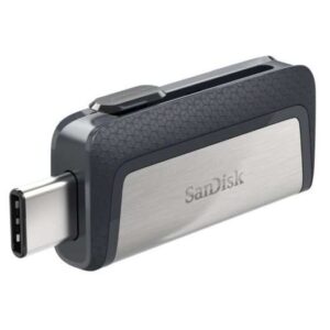 sandisk ultra dual memoria usb c y usb a 32gb hasta 150mb/s de lectura diseño metalico color acero/negro (pendrive)