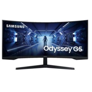 samsung odyssey g5 monitor curvo led 34" ultrawide qhd 165hz amd freesync respuesta 1ms 21:9 hdmi, dp vesa 75x75 color negro