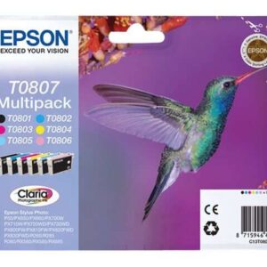 epson t0807 pack de 6 cartuchos de tinta originales c13t08074011