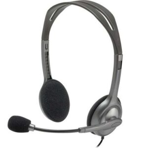 logitech h111 auriculares estereo con microfono microfono giratorio diadema ajustable jack 3.5mm cable de 1.80m color gris