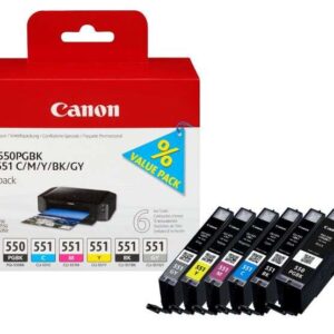 canon pgi550/cli551 pack de 6 cartuchos de tinta originales 6496b005