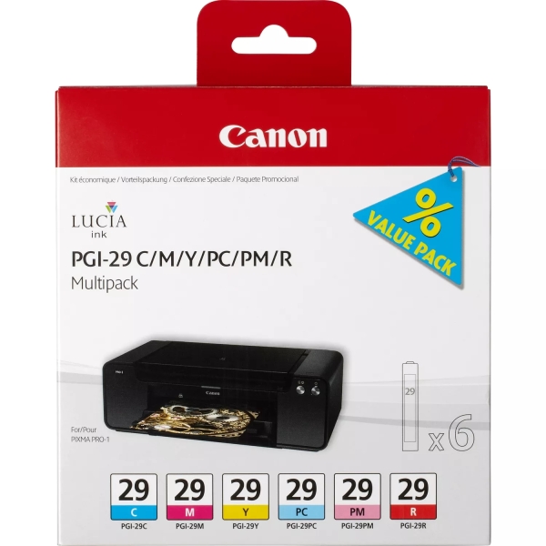 canon pgi29 pack de 6 cartuchos de tinta originales 4873b005
