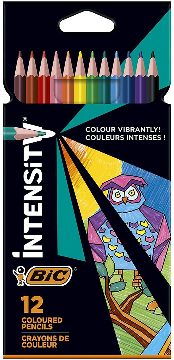 bic intensity color up caja de 12 lapices triangulares de colores surtidos fabricados en resina mina ultraresistente de 3.20mm
