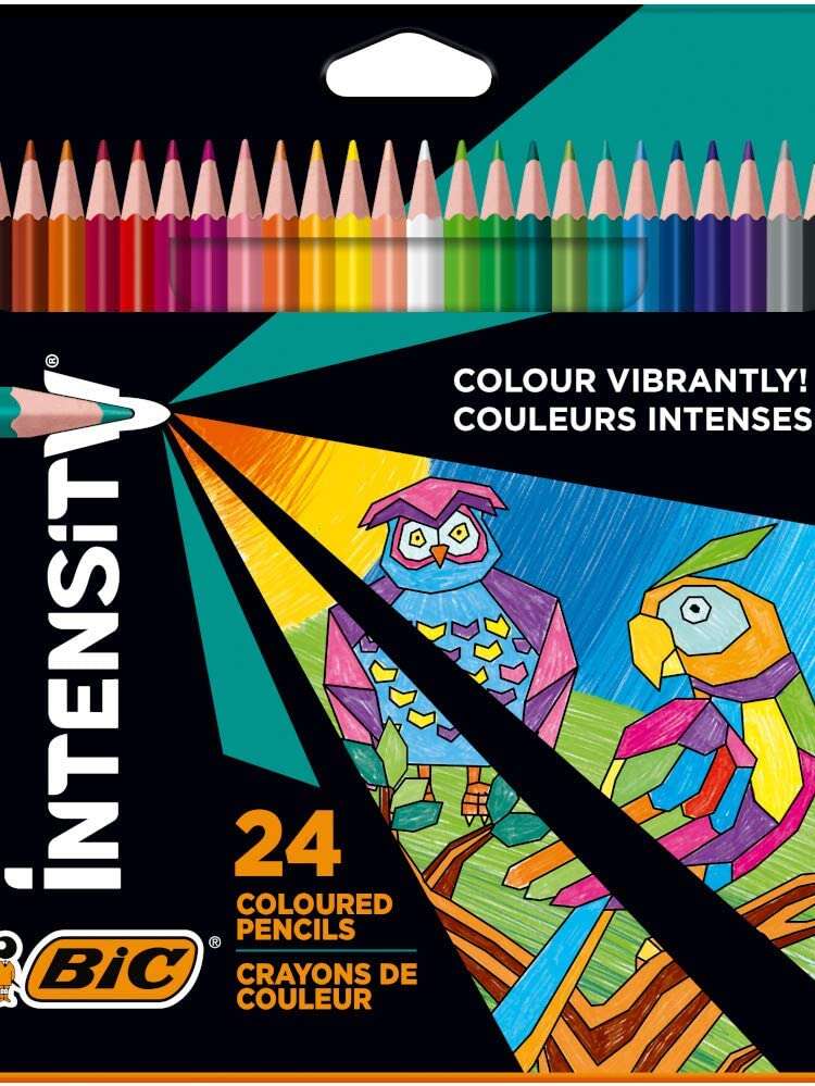 bic intensity triangle caja de 24 lapices para colorear triangulares mina de 3.20mm fabricados sin madera colores surtidos