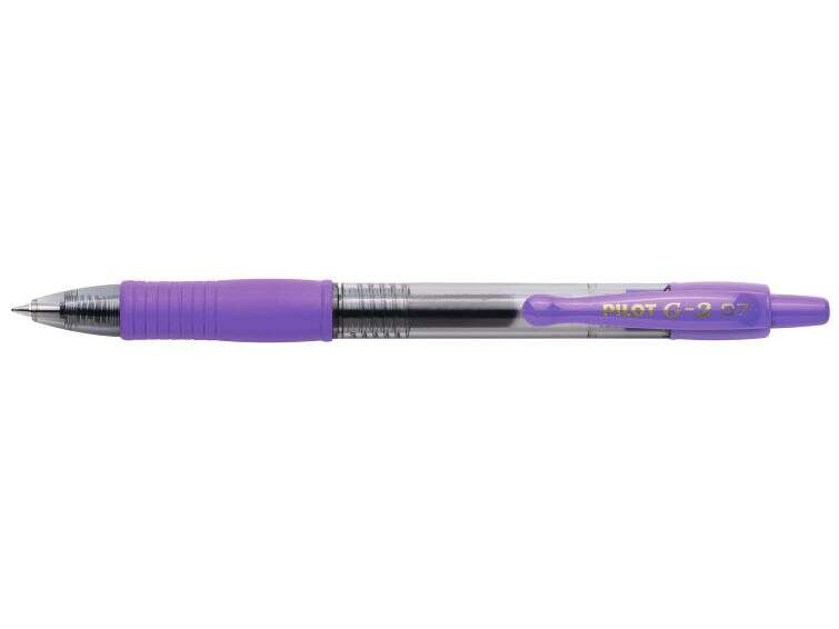 pilot boligrafo de gel g2 rollerball retractil recargable punta de bola redonda 0.7mm trazo 0.32mm grip ergonomico color violeta