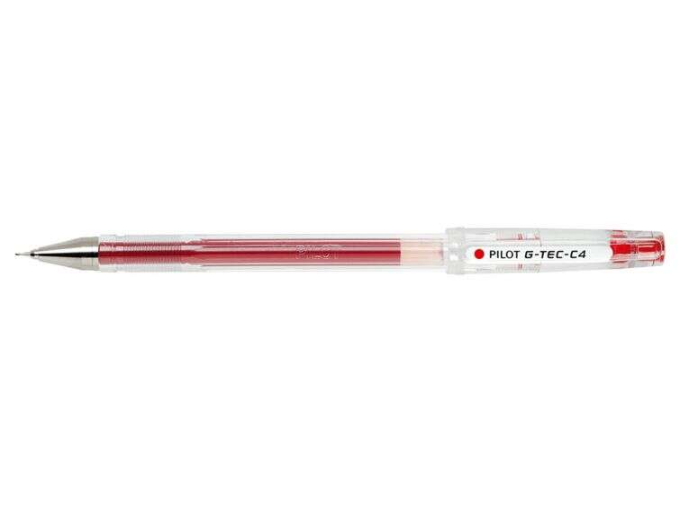 pilot boligrafo de gel g tec c4 extra fino recargable punta de bola 0.4mm trazo 0.2mm color rojo