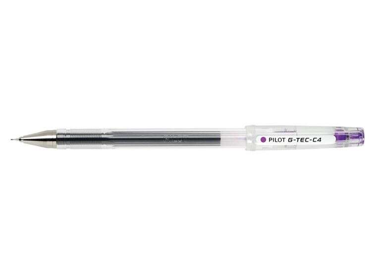 pilot g tec c4 boligrafo de tinta gel punta de bola 0.4mm trazo 0.2mm extra fino recargable color violeta