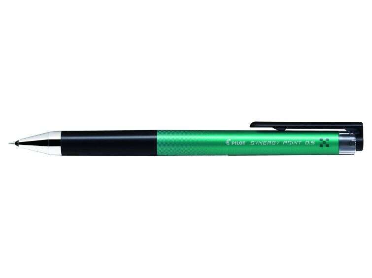 pilot boligrafo de gel synergy point retractil recargable punta fina 0.5mm trazo 0.25mm color verde