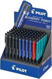 pilot synergy point expositor de 60 boligrafos de gel retractiles punta fina 0.5mm trazo 0.25mm recargable colores surtidos
