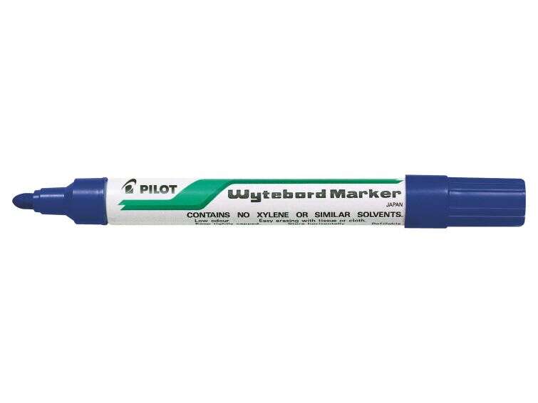 pilot rotulador para pizarra blanca punta redonda de 4mm trazo de 1.8mm borrable en seco color azul