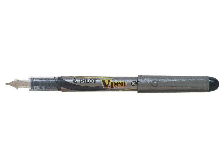 pilot pluma estilografica v pen silver desechable tinta liquida punta de acero trazo de 0.5mm color negro