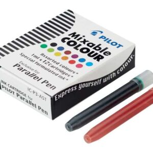 pilot pack de 12 recargas para pluma estilografica parallel capacidad 1ml colores surtidos