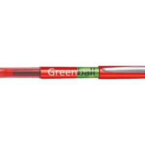 pilot boligrafo de tinta liquida greenball recargable fabricado con plastico reciclado punta media 0.7mm trazo 0.35mm color rojo