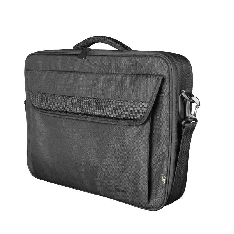 trust atlanta maletin para portatil hasta 15.6" fabricado con materiales reciclados compartimento exterior acolchado color negro