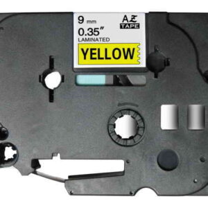brother tze621 cinta laminada generica de etiquetas texto negro sobre fondo amarillo ancho 9mm x 8 metros