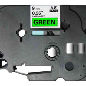 brother tze721 cinta laminada generica de etiquetas texto negro sobre fondo verde ancho 9mm x 8 metros