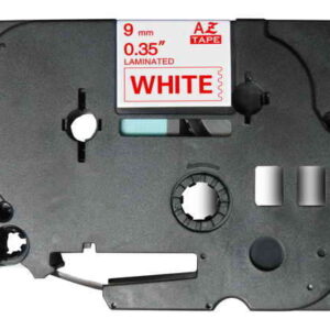 brother tze222 cinta laminada generica de etiquetas texto rojo sobre fondo blanco ancho 9mm x 8 metros