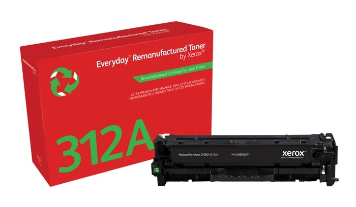 xerox everyday hp cf380a negro cartucho de toner remanufacturado reemplaza 312a
