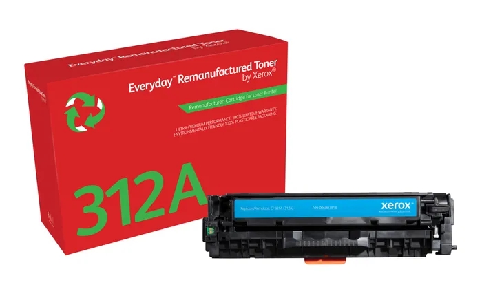 xerox everyday hp cf381a cyan cartucho de toner remanufacturado reemplaza 312a