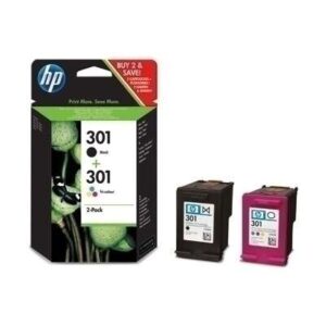 hp 301 negro + color pack de 2 cartuchos de tinta originales n9j72ae