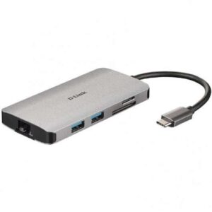 d link hub usb c 8 en 1 lector sd, microsd, hdmi 4k, usb c, rj45, 3x usb 3.0