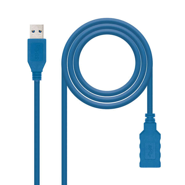 nanocable cable usb a 3.0 macho a usb a hembra 2m color azul