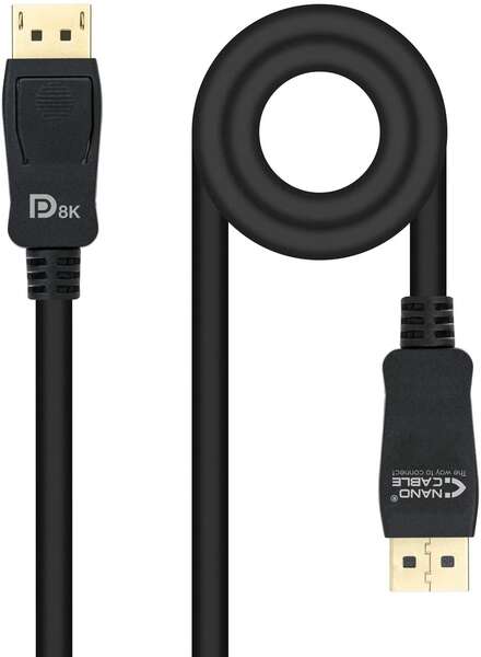 nanocable cable displayport 1.4 macho a displayport 1.4 macho 1m certificado vesa color negro