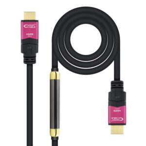 nanocable cable hdmi v2.0 macho con repetidor a hdmi v2.0 macho 25m 4k@60hz 18gbps alta velocidad color negro/rosa