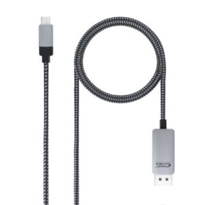 nanocable cable conversor usb c macho a displayport macho 1.80m color negro/plata
