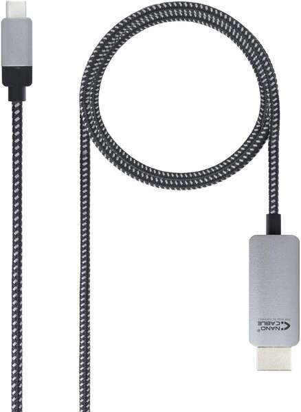 nanocable cable conversor usb c macho a hdmi macho 3m color negro/plata